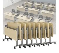 Mesa de conferencias plegable con ruedas silenciosas, mesa de entrenamiento móvil para sala de reuniones de oficina, solución portátil que ahorra espacio