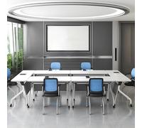 Mesa de conferencias plegable con ruedas silenciosas, mesa de entrenamiento móvil para sala de reuniones de oficina, solución portátil que ahorra espacio