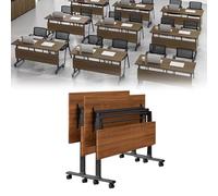 Mesa de Conferencias Plegable con Ruedas y Tapa Abatible para Seminarios Móviles Reuniones Dinámicas Capacitaciones en Entornos Profesionales Aulas