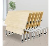 Mesa de conferencias plegable con tapa abatible, escritorio extra ancho para mesas de reuniones rectangulares de podcast, portátil y versátil para oficina y eventos