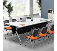 Mesa de conferencias plegable de 6 pies con ruedas silenciosas, moderna mesa de reuniones de oficina para el hogar, aula y sala de juntas, diseño portátil y ahorra espacio, ideal para eventos y