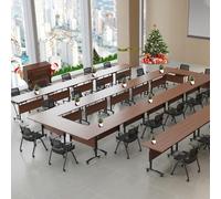 Mesa de conferencias plegable de 6 pies para 6 a 8 personas, mesa de entrenamiento móvil rectangular de 71 pulgadas para reuniones de oficina, seminarios y salas de juntas, muebles de negocios con