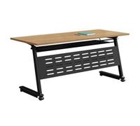 Mesa De Conferencias Plegable, Escritorio De Reunión Móvil Plegable Con Ruedas Y Deflector De Capacitación Rectangular Con Tapa Abatible Modular Para Seminarios De Capacitación(2PCS,120*60*75CM)