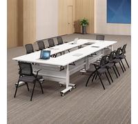 Mesa de conferencias plegable expandible, escritorio de oficina móvil con ruedas, longitud personalizable para salas de juntas, sesiones de entrenamiento y colaboración en equipo, perfecto para