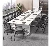 Mesa de conferencias plegable ligera y plegable, escritorio de capacitación móvil con ruedas de rodamiento suave, diseño rectangular compacto para oficinas pequeñas, aulas y espacios para eventos.