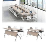 Mesa de conferencias plegable, mesa de reuniones con ruedas, diseño modular para espacios de oficina y aula, 55 pulgadas, paquete de 2