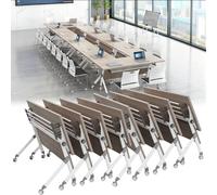 Mesa de conferencias plegable, mesa de reuniones con ruedas, diseño modular para espacios de oficina y aula, 55 pulgadas, paquete de 2