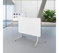 Mesa de conferencias plegable moderna blanca con ruedas 47.2 mesa de entrenamiento móvil abatible para oficina, sala de reuniones y aula, configuración cómoda y rápida (1 pieza)