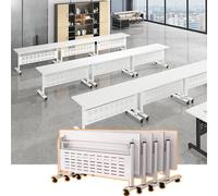 Mesa de conferencias plegable modular con ruedas, escritorio de oficina moderno con tapa abatible para reuniones, aulas, disponible en paquete de 1/2/4/6/8
