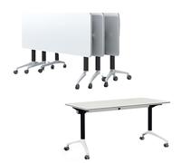 Mesa de conferencias Plegable Modular con Tapa abatible y Ruedas, Escritorio Rectangular de capacitación para reuniones de Oficina, solución versátil y Que Ahorra Espacio.