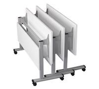 Mesa de conferencias Plegable móvil con Ruedas para capacitación, Ideal para escuelas y Empresas. Mesa de reuniones Rectangular Blanca de 62.9" x 23.6" x 29.5". Juego de 3 Unidades.