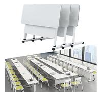 Mesa de conferencias Plegable móvil, con Tapa abatible y Ruedas bloqueables, Mesa Modular Rectangular de capacitación para reuniones, seminarios y Eventos empresariales, diseño portátil (120