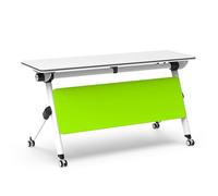 Mesa de conferencias plegable móvil, diseño rectangular grande con ruedas giratorias, modular que ahorra espacio, para reuniones de oficina y sesiones de entrenamiento, color negro (55 x 20 x 30