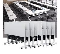 Mesa de conferencias plegable para sala de conferencias, mesa de entrenamiento móvil con ruedas, mesa modular rectangular para seminario de oficina (O 4 unidades de 47.2 x 23.6 x 29.5 pulgadas)