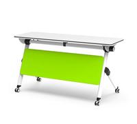 Mesa de conferencias plegable portátil con ruedas, mesa de reuniones de roble para oficina, fácil de transportar, diseño versátil, perfecta para eventos, colaboración y espacios de trabajo.