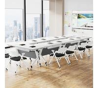 Mesa de conferencias plegable, rectangular, modular, mesa de entrenamiento móvil para oficina, aula y seminario (140 x 40 cm, diseño portátil que ahorra espacio)