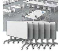 Mesa de conferencias plegable sobre ruedas, mesa de entrenamiento móvil, soporte abatible ajustable para oficina y uso doméstico