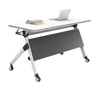 Mesa de conferencias plegable sobre ruedas, mesa de entrenamiento rectangular portátil para reuniones, juego de 6 piezas (55.1 x 23.6 x 29.5 pulgadas), rodillos silenciosos para un fácil movimiento.