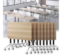 Mesa de conferencias plegable sobre ruedas, mesa de reunión móvil con hoja caída para oficina y aula (juego de 8 unidades de 63 x 23.6 x 29.5 pulgadas) - Diseño versátil que ahorra espacio