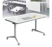 Mesa de conferencias plegable sobre ruedas, rectangular, modular, para cursos de formación, ideal para oficinas y eventos, ahorra espacio y diseño portátil