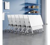 Mesa de conferencias plegable versátil con tapa abatible para reuniones dinámicas, cursos de formación, aulas y oficinas, diseño portátil y ahorra espacio (blanco)