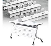 Mesa de conferencias plegable y ligera, escritorio portátil de oficina para un fácil transporte, ideal para reuniones in situ y espacios de trabajo temporales, diseño que ahorra espacio