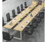 Mesa de conferencias rectangular, banco de trabajo modular moderno, mesas de madera maciza con capacidad para 8-10 personas, adecuada para centros de formación y salas de reuniones de negocios E 2.4M