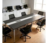 Mesa de conferencias rectangular de 94,5″, mesas sencillas de madera maciza bicolor, fácil de montar, adecuada para reuniones, sesiones de formación y negociaciones comercial Dark Walnut 240*120*74cm