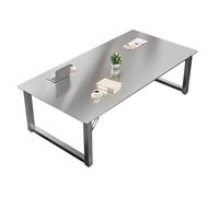 Mesa de conferencias Rectangular, Mesa de Acero Inoxidable para reuniones y capacitación, mesas de seminario con tapetes Antideslizantes, Escritorio Ejecutivo pequeño para 2 Personas (cuadra