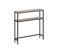 VASAGLE Mesa de Consola de 2 Niveles, Mesa Auxiliar con 2 Estantes, 20 x 80 x 80 cm, para Sala de Estar, Pasillo, Recibidor, Greige Mélange y Negro Tinta LNT130K02
