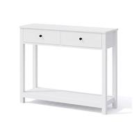 Mesa de Consola | con 2 Cajones y 2 Compartimentos Abiertos | Resistente | 100×30×80 Cm | Veneración de Madera | , Negro, Marrón | para Apartamentos Pequeños, Pasillo y Entrada | COREE 52FS