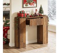 Mesa de Consola de Estilo Granja de 39 Pulgadas con Cajón - Mesa de Sofá Delgada y Ahorradora de Ideal para Pasillos Estrechos, Madera Ingenierizada en Tono Marrón , Fácil de con Almacenamiento