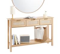 Mesa de consola de rattán VEVOR cajones de almacenamiento Puerta corredera de rattán Natural