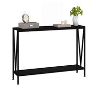 Mesa de Consola Estrecha de 2 Niveles, Consola de Entrada Rectangular para Colocar Detrás Del Sofá con Estantes Ideal para Sala de Estar, Recibidor, Pasillo U Oficina(Black,100*25*80 cm/39*10*31 in)