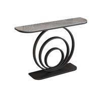 Mesa de Consola, Mesa Consola Decorativa para el hogar, Estrecha, Negra, Creativa, con losa de Roca y Marco de Metal Pintado de Alta Temperatura, para Pasillo, Dormitorio, Sala de Estar y vestíbulo (