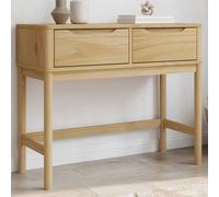 vidaXL Mesa Consola Floro Madera Maciza de Pino marrón 89,5x36,5x73 cm, Mesa de sofá, Mesa de Pasillo, Mesa detrás del sofá, Mesa de Pasillo