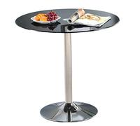 Mesa De Cristal Redonda Templada Mesa De Bar Redonda Mesa De Comedor De Cocina Moderna Mesa Bistro De Desayuno Soporte Cromado(Size:50CM,Color:Negro)