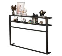 Mesa de cubierta de radiador con estante de almacenamiento, mesa consola de 2 niveles para sala de estar o baño, marco de acero estrecho con barra para ropa