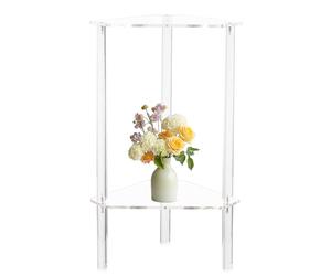 Mesa de cuerpo esquinero - Mueble compacto multiusos de plástico transparente - Mesa de utilidad | Mesas modernas de 2 niveles para espacios pequeños, escritorio de regazo para el lado del sofá