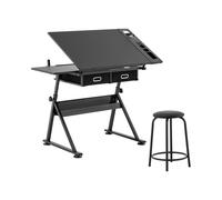Fromm & Starck Mesa De Dibujo Técnico para Escuela Oficina Star_Desk_08 (Tablero: 115 x 60 cm, Inclinación: 0-70°, Altura Regulable, con Taburete)