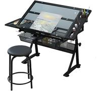Mesa de dibujo de altura ajustable con parte superior y Sto Der, ideal para artistas, diseñadores y artesanos, versátil para proyectos creativos y ding