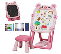 Mesa de dibujo magnética de doble cara Mesa de escritura para niños ajustable Soporte plegable Caballete artístico | Pizarra magnética para niños, juguete de mesa sin polvo para ca