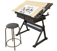 Mesa de dibujo móvil de altura ajustable, escritorio de dibujo inclinable con acabado de arce, espacio de trabajo para dibujar, manualidades, uso en casa y oficina