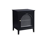 Mesa de dormitorio retro mesita de noche de lujo simple y moderna mesita de noche dormitorio transparente pequeño armario de almacenamiento (color: negro a la derecha) (negro izquierdo)