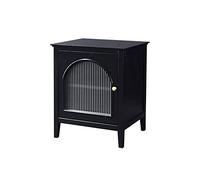Mesa de dormitorio retro mesita de noche de lujo simple y moderna mesita de noche dormitorio transparente pequeño armario de almacenamiento (color: negro a la derecha) (negro derecho)