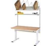 Mesa de embalaje completa 300, de altura regulable eléctricamente RAU, set 1 con estante superior