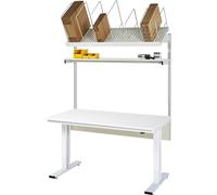 Mesa de embalaje completa 300, de altura regulable eléctricamente RAU, set 1 con estante superior