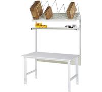 Mesa de embalaje completa, de altura regulable manualmente RAU, juego 1 con estante superior