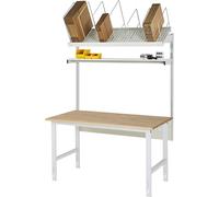 Mesa de embalaje completa, de altura regulable manualmente RAU, juego 1 con estante superior