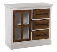 Mesa de Entrada con 3 cajones y 1 Puerta de Madera DM en Blanco y Natural 86x34x78cm